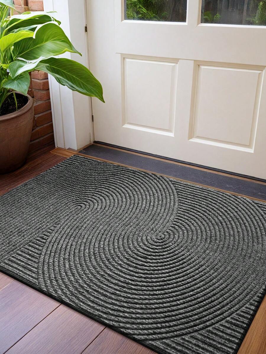 DAJIANG 1 pieza Felpudo vintage con rayas geométricas grises, felpudo de entrada de estilo moderno para todas las estaciones, material de fibra de poliéster, resistente a la decoloración, diseño ultrafino, antideslizante, fácil de limpiar, adecuado para patio, interior, exterior, jardín, pasillo y otra decoración del hogar, también se puede usar para decoración de baño, alfombra de baño, alfombra exterior, felpudo, decoración de otoño, accesorios de baño, vuelta a la escuela, decoración de entrada