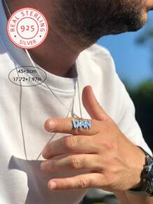 Een 925 Zilveren Klassieke Trendy Heren Aangepaste Engelse Naam Hanger Ketting, Aanpasbaar Met Uw Naam, Straatmode, Uniek Ontwerp, Veelzijdige Accessoires Geschikt Voor Elke Scène En Seizoen, Een Mooi En Speciaal Cadeau Voor Mannen, Familie En Vrienden Op Valentijnsdag, Vaderdag, Kerstmis, Thanksgiving En Verjaardagen