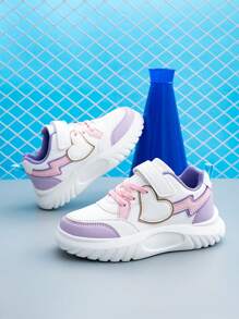 1 Pair Teenage Girls Casual Sports Low-Top Skateboard Shoes With Heart Decor, Cute & Fashion, Thick Soft Non-Slip Sole, Adjustable Hook And Loop Closure, Suitable For Daily Wear, PE Class, Travel & Multi-Occasions Colorful Sneakers