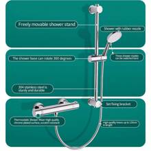 MORADO Thermostatic Shower Bar With Adjustable Riser Kit Wall Mounted Bar Mixer Shower With 1.5M Hose Pipe And 3 Function Handhled Shower Chrome - ShowerMixer+RiserSet1 - View 4