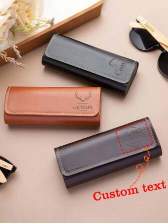 Customizable Name/LOGO, Customize Your Own Glasses Case - Compact, Minimalist, Leather, Anti-Pressure, Retro Myopia Eyeglasses/Sunglasses Box, Back To School Gift, Exclusive Gift For Teachers And Friends,Durable,Vintage,Casual,Hipster,Old Money,Stylish,Cute,Custom,Personalized,Unique,Customized,Ideal Gifts For Him,Ideal Gifts For Her,Boyfriend,Girlfriend,Family,Friends,Grandparents,Her,Forest Tones