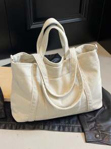 New Fashion Classic College Style Casual Multi-Pocket Large Capacity Dual Handle Shoulder Bag, Especially Warm. Suitable For Campus, Office, Daily Matching, Dates, Shopping, Outings, Gifts, And Other Occasions. Essential Item For College Women. - White - View 10