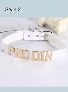 1 buc. Colier personalizat cu litere personalizate, piele PU, cu nume personalizat, joc de rol, colier cu litere selectate, bijuterii punk DIY, sinucidere, Halloween, colier din piele cu scrisoare PUDDIN