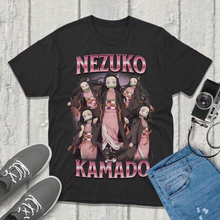 Nezuko Kamado Kimetsu No Yaiba T-Shirt Anime Graphic Tee Vintage Streetwear Unique Design Perfect For Gamers & Anime Fans!