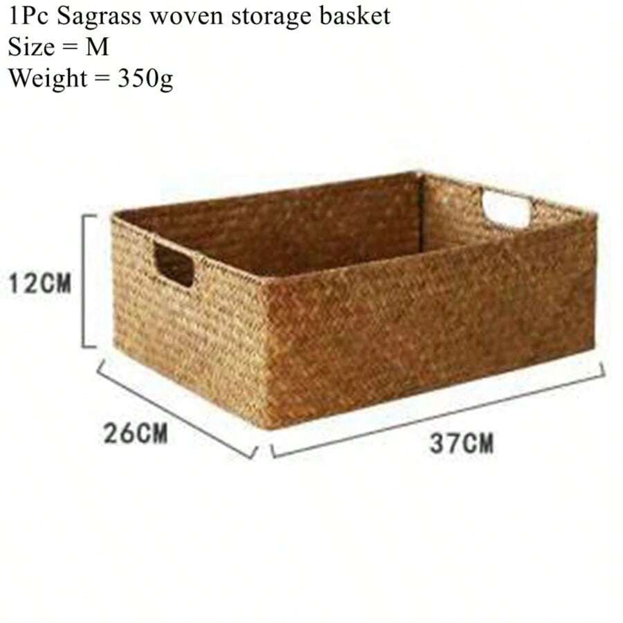 Zerolife Natural Large Woven Seagrass Basket Of Straw Wicker For Home Table Fruit Bread Towels Small Kitchen Storage Container - 25203-m - View 1
