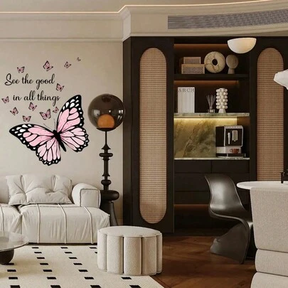 1pc Purple Butterfly Wall Stickers, Home Decoration, Waterproof Stickers, Self Adhesive Wall Art, For Home Decor, Bathroom Decor, Room Decor, Living Room Decor, Kids Room Decor, Bedroom Decor, Study Decor, Office Decor, Dining Room, Porch Decor, Kitchen Decor, Mirror Decor, Gift For Mum Personalised Stickers