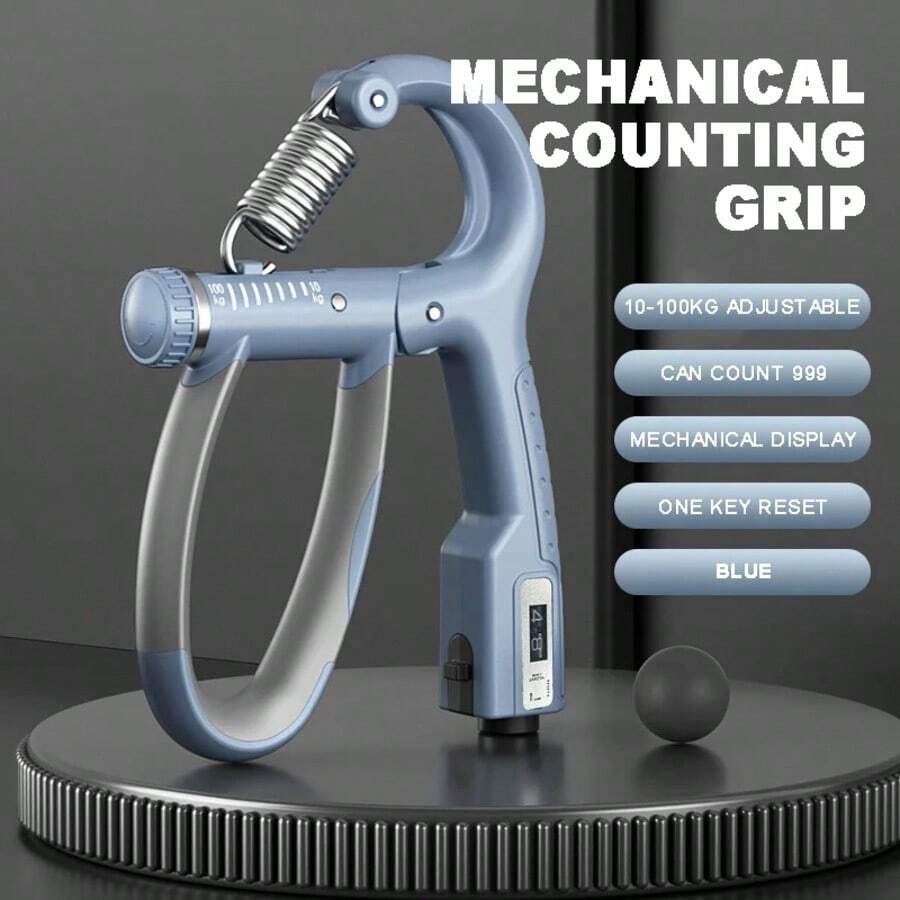 Fortalecedor de agarre de mano ajustable de 5-60Kg, ejercitador de mano con resorte de acero inoxidable para construcción muscular y recuperación de lesiones - Azul - Ver 1
