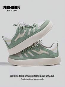 RENBEN 1 par de zapatillas de lona vulcanizadas para mujer, nuevo estilo de primavera/otoño 2025, versátiles con suela gruesa, ligeras, estilo retro para deportes y casual