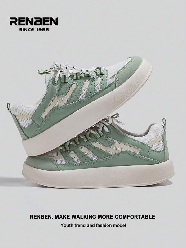 RENBEN 1 par de zapatillas de lona vulcanizadas para mujer, nuevo estilo de primavera/otoño 2025, versátiles con suela gruesa, ligeras, estilo retro para deportes y casual