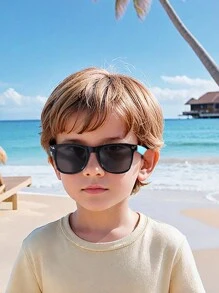 1 Set Vintage Children's Square Frame Fashion Glasses, Simple & Design, Rich Colors Available, Suitable For Boys/Girls Party, Holiday, Outdoor, Travel, Decoration, Daily Accessories, Photography Props