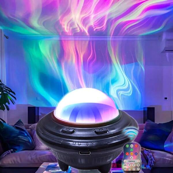 Luz de proyección Aurora, Luz nocturna de LED con estrellas con múltiples efectos, Luz de cielo estrellado y nebulosa para dormitorio, fiesta, cumpleaños, decoración festiva, con control remoto
