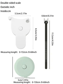 3件組多功能身體與戒指量尺套組，包含60英吋/150公分自動收縮腰圍量尺、便攜迷你量尺及美國1-17號手指尺寸量規附放大鏡，可重複使用塑膠精準珠寶尺寸量測工具，適用健身與居家 - 彩色 - 查看 12