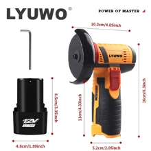 LYUWO 电动工具，12V 无绳迷你角磨机，家用可充电锂电池切割机，手持式打磨抛光机。它具有低频无噪音、机身轻巧、动力强劲、打磨速度快等特点。配备 2.0Ah 大容量锂电池、国际标准充电器和免费配件。 - 亮橘色 - 查看 6