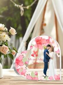 1pc Customized Wedding Photo Valentine'S Day Acrylic Heart-Shaped Ornament - Personalized Custom Text Name And Date Wedding Photo Plaque, Customized Love Themed Souvenir Decoration Plaque, Romantic Couple Photo Ornament - Multicolor - View 9
