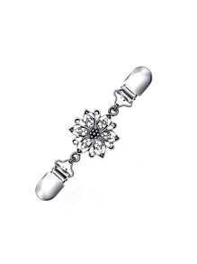 女士复古毛衣开衫领夹、腰带夹、衬衫胸针夹、金色、银色和古铜色花朵图案毛衣披肩夹 - 腰夹、腰带开衫夹围巾领子配饰夹和胸针夹，可作为服装礼品 - 披肩夾 - 查看 9