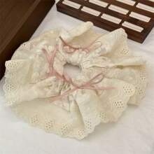1 st. Strik Scrunchie, Schattig roze lint haarelastiekje voor dames, Balletstijl mesh borduurwerk, Romantische kant rand haarspeld, Elegante schattige knot haaraccessoire, Geschikt voor dagelijks leven, Vakantie, Feestdagen