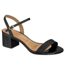 Vizzano Women's Sandals With Thick Block Heel Comfort Glitter Rhinestone Shine - Black Glitter - View 1