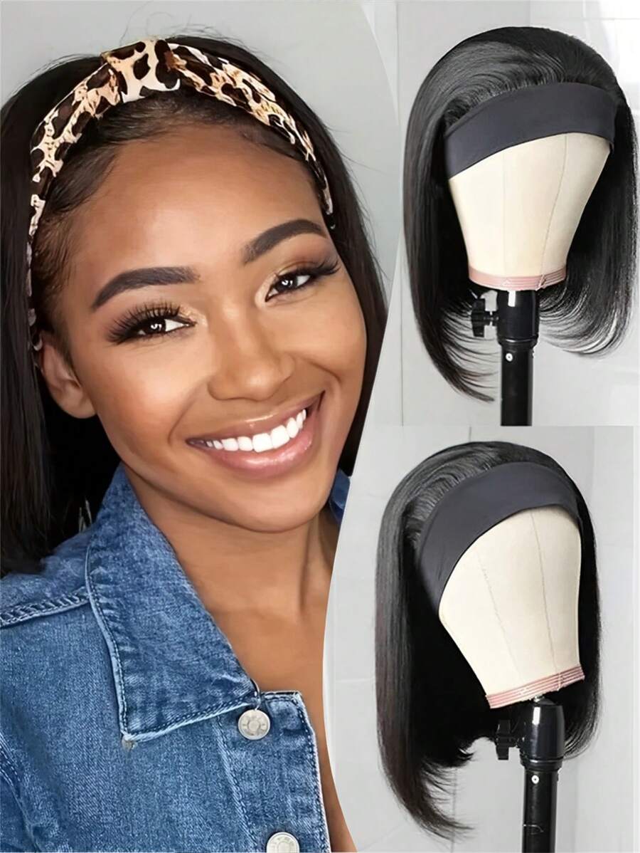 短款波波头带假发 巴西发假发 带发带 女士全机织直发波波头假发 发带波波头假发 女士短款直发波波头假发 带发带波波头假发 短款波波头带假发 直发假发 带发带 巴西机织短款波波头带假发