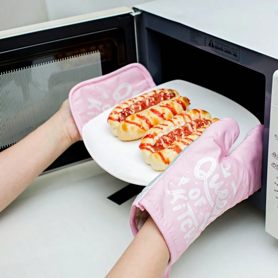 2pcs Kitchen Microwave Heat Resistant Gloves - Black, Gray, Green (Thick), Pink (High Temperature, Oven, Baking), Holiday& Party Kitchen Utensils And Equipment, Home And Kitchen Must-Haves Friendly For Organization