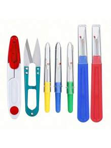Juego de descosedores y quitaehilos de costura, set de 5 piezas/7 piezas, descosedor, tijeras, quitaetiquetas de ropa, apto para costura DIY (color aleatorio)
