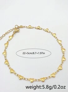 Nooxian 1 buah Gelang Kaki Rantai Hati Stainless Steel yang Modis & Seksi, Jumlah Hati Acak - Yellow Gold - View 5
