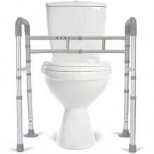 LandTale Toilet Rails Adjustable Toilet Rails For Elderly Adults Senior Disabled Handicap Toilet Assistance Handles Frames Fit For Most Toilet Foldable And Portable - WhiteOrBlack1 - View 1