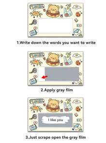 DIY Scratch Cartoon Cards, Gift Tags, Party Stickers, Raffle Tickets, Fun For Leisure & Party Events - Beige - View 1