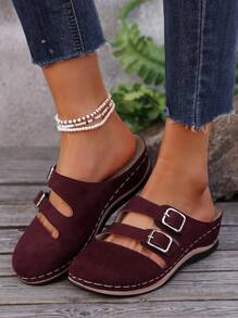 Zapatos de plataforma y cuña cerrados para mujer, de tacón cómodos, versátiles y con suela de hilo retorcido, fáciles de poner, adecuados para uso casual y al aire libre.