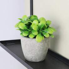 1pc Artificial Paper Pulp Potted Plant, Desk Decor With Eucalyptus And Wheat Grass Shrub, Home & Office Desktop Ornament, Friendship Gift, No Need For Power, Includes Container Gifts Birthday Graduation