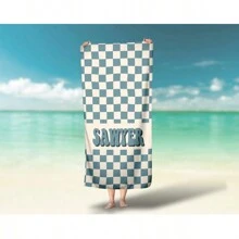 Custom Personalized Beach Towel Checkered Retro Custom Beach Towel Kids Pool Name Towel,Women Valentine Gift Birthday Boyfriend Girlfriend,Multi-Functional, ,Ornamental,Reusable,Breathable,Adorable,High-Quality,Cute,Soft,Custom,Personalized,Unique,Ideal Gifts For Him,Ideal Gifts For Her,Her,Girlfriend,Family,Friends,Son,School Students,Workers,Kids,Dining Room,Bathroom,Living Room,Bedroom,Office,Tea Room,School,Home Summer Holiday Bathroom Decor