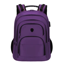 Mochila Unissex Resistente Água Impermeável Cabo de Aço Reforçado Com USB para Viagem Escolar Social Elegantes Ótima Promoção Envio Modelo Aleatório - Roxo - Visão 11