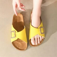 女士新款时尚百搭拖鞋 - 黃色 - 查看 1