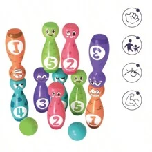 Jouets de puzzle pour l'éducation précoce des enfants, reconnaissant les nombres, les couleurs, les expressions. Boules de quilles multifonctionnelles, en ABS et matériaux sûrs, 12 pièces le jeu de quilles intérieur. Améliore l'intelligence des enfants, cultive leurs intérêts et leurs passe-temps