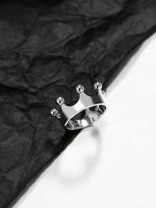 1 pieza Anillo de corona de plata de ley 925 único y simple, joyería fina como regalo para mujeres