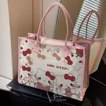 Sanrio Sanrio Hello Kitty's New Cute Canvas Bag, A Tote Bag That Is Versatile And Can Be Used As A Shoulder Bag Or A Shopping Bag With A Large Capacity. It's Suitable For Carrying Books, And Is A Cartoon-Style Commuting Handbag For Students.