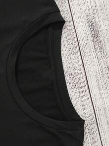 Summer And Spring Graphic Printed T-Shirts, Short Sleeve Crew Neck Casual Tops, Women's Clothing - Black - View 3