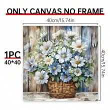 1/4 件浴室墙壁装饰木框印刷墙面艺术图片农舍墙壁艺术破旧别致的花篮艺术品既是礼物，也是墙壁装饰，可悬挂在办公室海报卧室餐厅厨房客厅