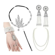 1920s European And American Retro Headband, Earrings, Bracelet, Necklace, Gloves Combination Set For Women, Party, Ball, Cocktail, Holiday Party Dress Accessories