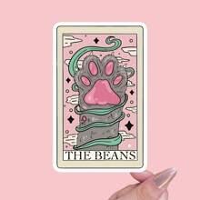 "The Beans" Cat Tarot Card Sticker - Adorable Feline Decal For Cars, Laptops, Motorcycles, Water Bottles, And Notebooks,School Supplies,Back To School - Multicolor - View 2