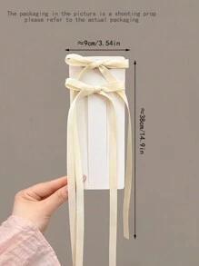 2pcs Women's White Polyester Ribbon Bowknot & Ribbon Fashion Hair Clips, Sweet & Lovely Hair Ornaments With Streamers, Suitable For Daily Use Tiaras Valentine's Day Valentines