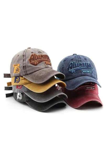 1 件字母和数字刺绣休闲街头风格涤纶棒球帽，男女通用时尚户外防紫外线、防风、保暖，适合秋冬夏季