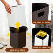 1pc Household Bathroom Wastebasket With Lid, Nordic Style Sorting Trash Bin For Office, Bedroom, Kitchen, Bathroom And Living Room Large,Kitchen,Bathroom,Multi-Colored Trash Can,
