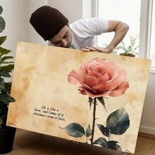 Red Rose Canvas Wall Art, Modern Home Decor, Suitable For Bedroom, Living Room, And Dining Area