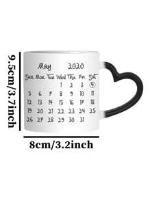 1pc 11Oz Personalized Customized Photo Magic Mugs, Calendar Coffee Mugs, Heat-Sensitive Color-Changing Mugs With Heart-Shaped Handles, Anniversary Mugs. They Are Ideal Gifts For Couples, Birthdays, Anniversaries And Valentine's Day