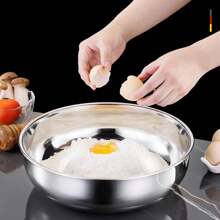1pc Stainless Steel Knead Into Dough Pot, Plus Deep And Large Capacity Kneading Bowl, Multifunctional Vegetable Washing Pot, Soup Pot,School Supplies