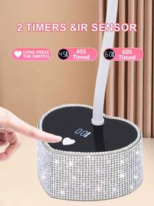 Lâmpada de gel UV/LED para unhas (1 unidade), luz UV roxa para cura de unhas, secador de unhas profissional, lâmpada de plástico para cura de esmalte em gel UV, lâmpada de cura rápida para esmalte em gel, lâmpada portátil com amplo espaço e sensor automático, adequada para cura de esmalte em gel, uso em salão e manicure caseira, melhor presente para meninas, novo acessório para lâmpada de unhas, aplicável para unhas das mãos e dos pés, suprimentos para salão e escola - Prata - Ver 8