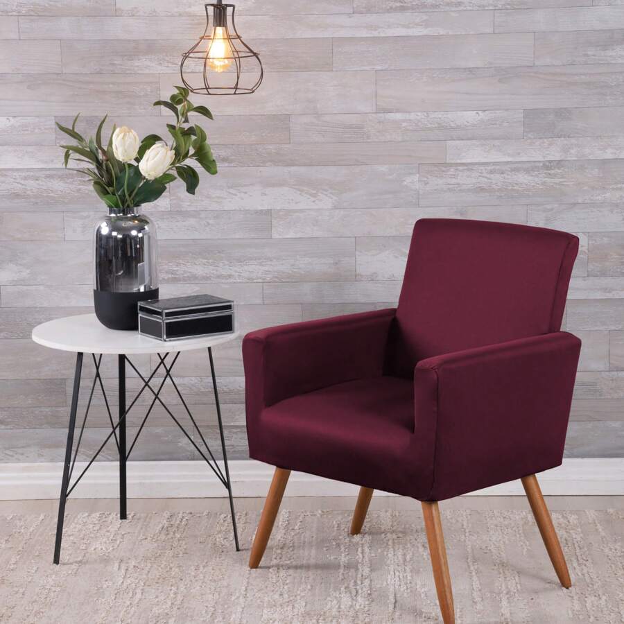 Decorative Armchair Cover For Living Room Reception Office Mesh - Maroon - View 1