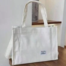 Women's Large Corduroy Zipper Shoulder Bag - 米色 - 查看 3