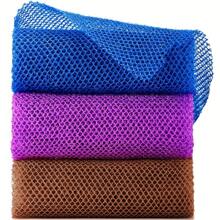 3 Pieces African Bath Sponge African Net Long Net Bath Sponge Exfoliating Shower Body Scrubber Back Scrubber Skin Smoother,Great For Daily Use (Blue,Purple,Brown)