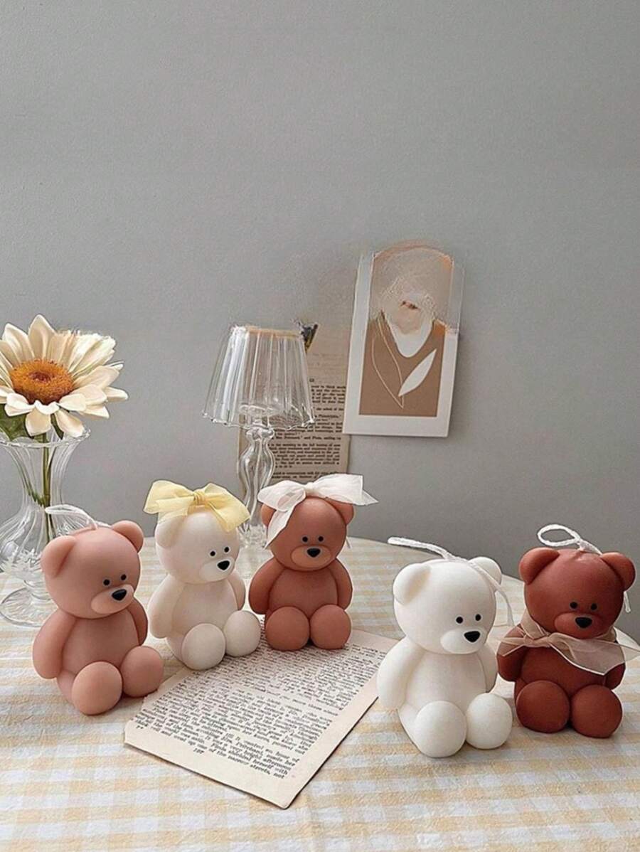 Molde de silicona con forma de 2 osos, molde 3D de oso de dibujos animados lindo, para hacer velas, jabón, aromaterapia, yeso, resina, manualidades, regalos de cumpleaños, decoración de dormitorio, regalos de boda
